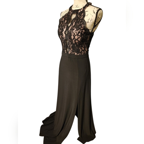 Morgan & Co Lace Halter Style Floor Length dress - Picture 5 of 10